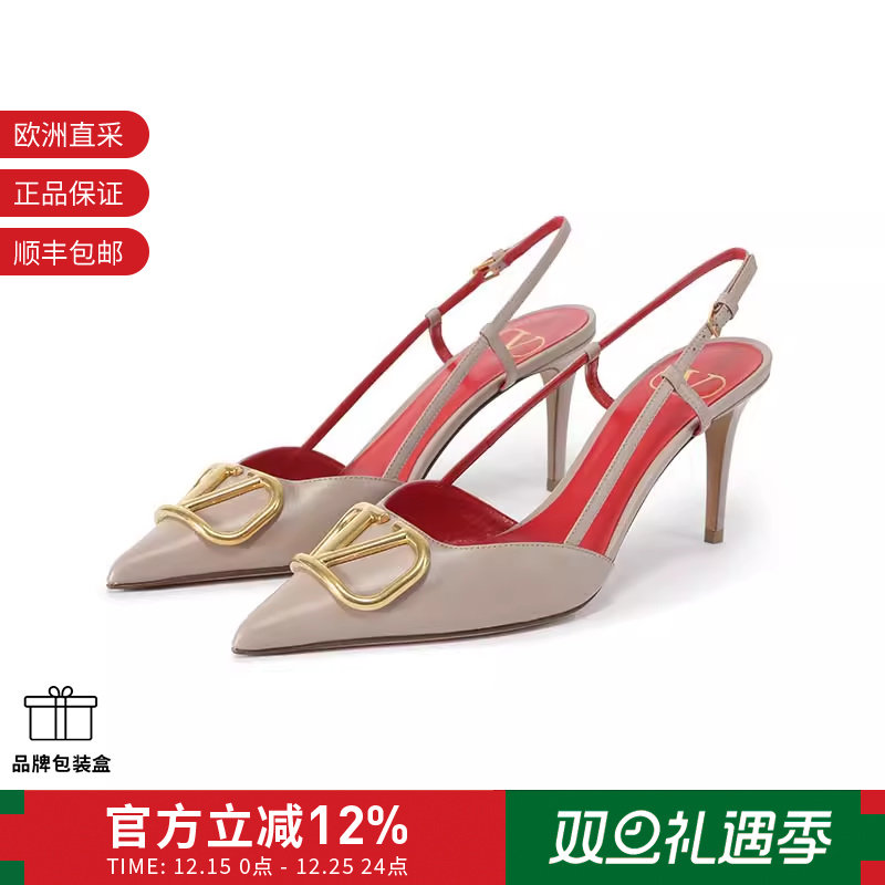 华伦天奴女士露跟尖头高跟鞋凉鞋