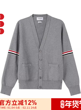 Thom Browne 男士棉质三色条纹V领针织开衫薄外套 MKC310A Y3007