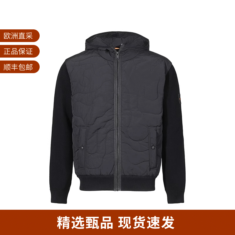 HugoBoss男士针织拼接夹棉夹克