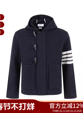 Thom Browne 男士四条纹连帽长袖羊毛衫针织衫开衫 MKJ107A Y1019