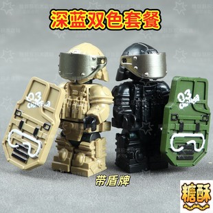 三角洲行动积木人仔特种兵手办深蓝军人红狼枪械中国特战队模型