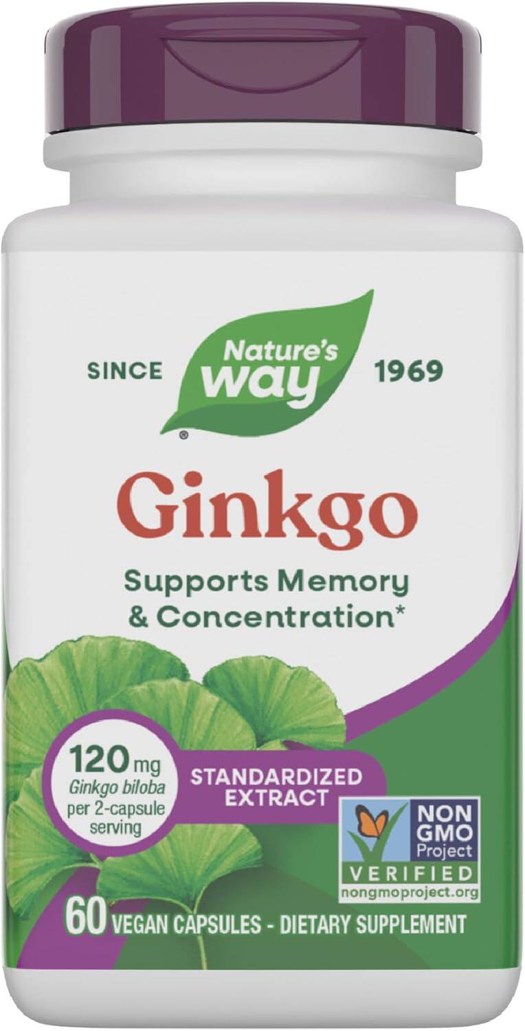 美国Nature's Way银杏优质提取物含积雪草支持记忆力和专注力胶囊