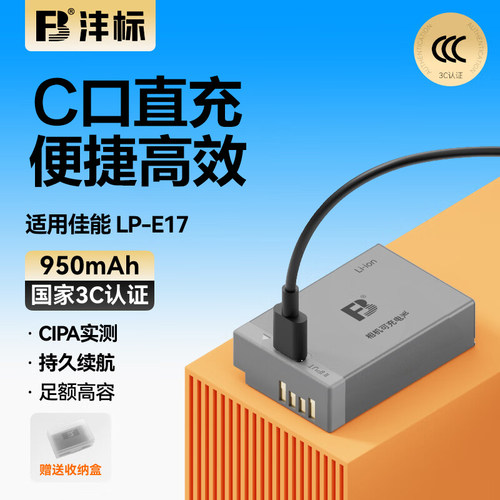 沣标LP-E17相机电池Typec直充佳能EOS R50V R8 R10 R100 RP 200D二代V1 750D 760D 800D 850D M5 M6 II充电器