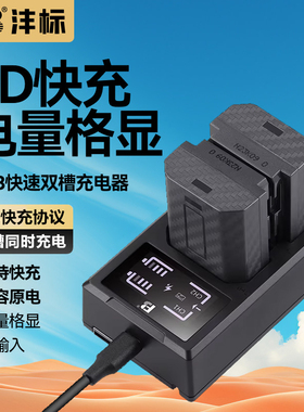沣标MD3双槽快速充电器PD协议快充Type-C直充索尼FZ100佳能LP-E6NH E6P座充USB富士W235液晶双充尼康EL15电板