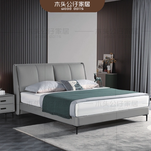 意式极简双人真皮床合集颜色尺寸定制中厚皮钢木骨架落叶松木框架