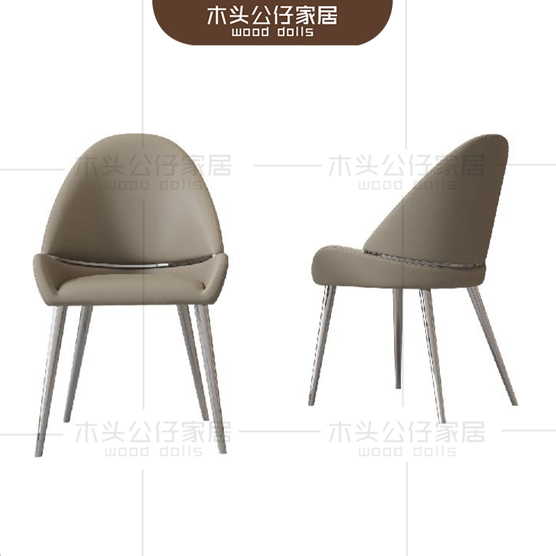 轻奢超纤皮艺餐椅合集8k亮光镜面面料定制颜色可选卡其浅深灰橙色