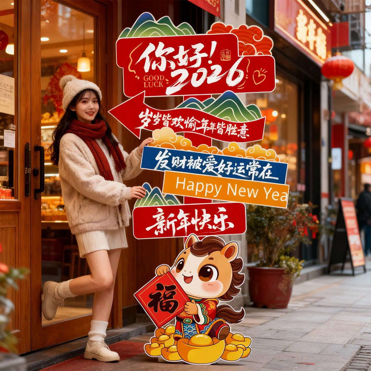 新年装饰品2026马年摆件春节商场酒店元旦氛围场景布置,节庆用品/礼品,路引,淘宝优惠券,粉丝福利购,淘宝优惠卷