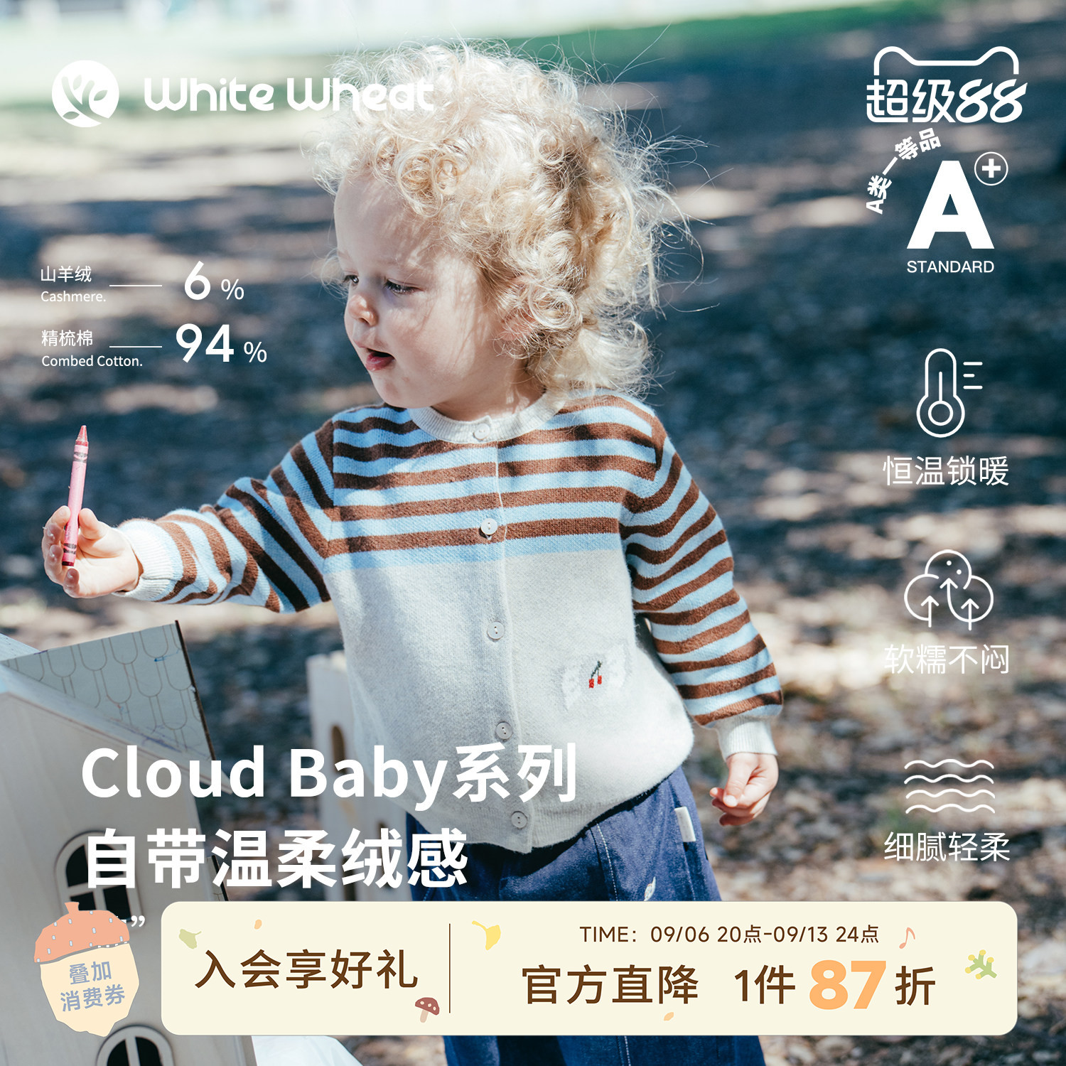 whitewheat条纹糖果针织开衫图片