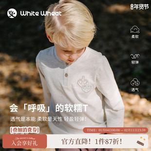 whitewheat儿童26春季新款长袖男女童透气纯棉T恤宝宝休闲打底衫
