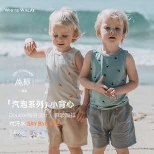 背心速干透气凉感网眼男女宝宝抗菌夏装 whitewheat儿童夏季 上衣