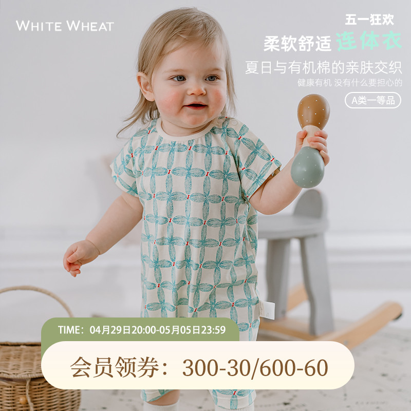 whitewheat夏季套头纯棉连体衣