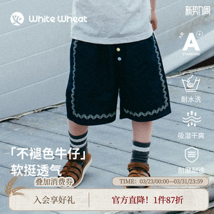 不褪色 子男童女宝轻薄仿牛仔短裤 儿童26夏季 裤 新款 whitewheat