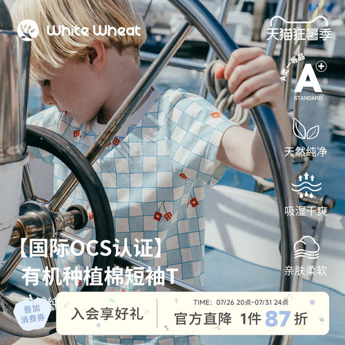 whitewheat蘑菇彩色格子T恤