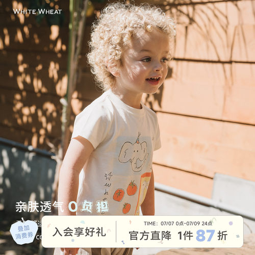 whitewheat小兔小象印花T恤