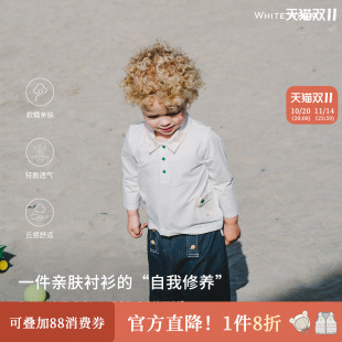 小女宝T恤打底衫 whitewheat男童2025春季 儿童翻领polo衫 长袖 新款