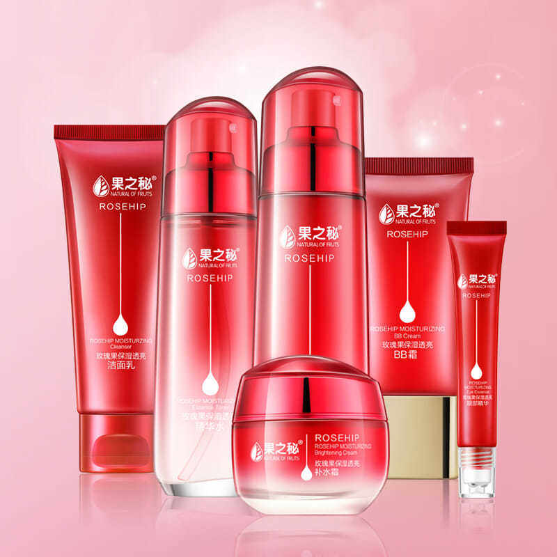 果之秘玫瑰果保湿透亮白护肤品套装礼盒补水淡化细纹紧致化妆水乳