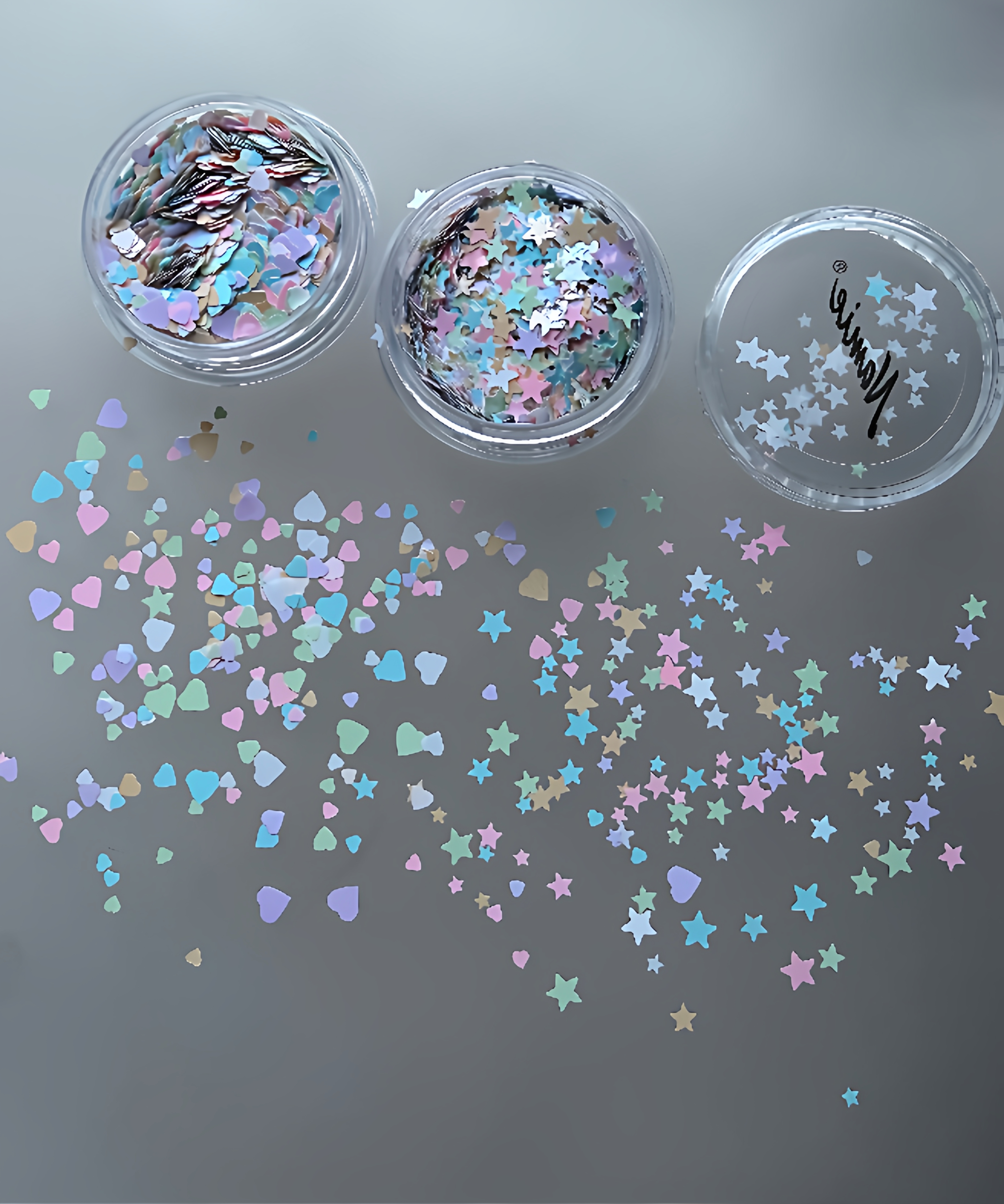 Namie圣诞氛围感超薄彩色马卡龙混合五角星美甲亮片闪粉指甲装饰