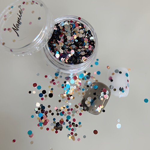 Namie原创耐溶剂ins风彩色亮面大小混合圆点美甲亮片闪粉指甲装饰