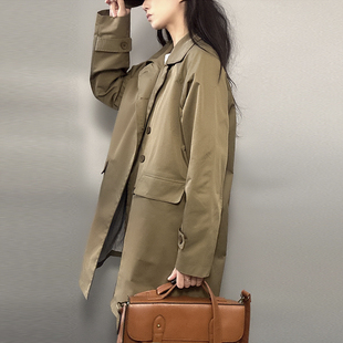 逆壳NZ 简约日系风衣春秋季中长款外套女男小众复古工装风薄长衣