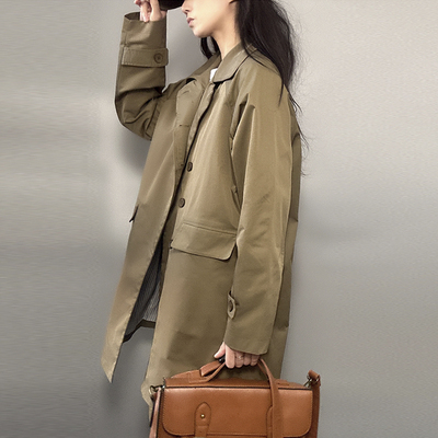 春秋季新款简约风衣复古工装风