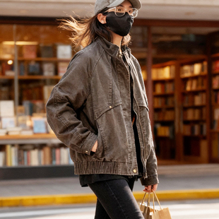 逆壳中性春秋复古擦色皮衣夹克工装外套机车风女男款潮PU立领上衣