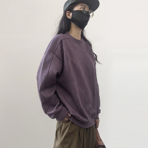 秋冬春秋复古高级感皮绒宽松卫衣