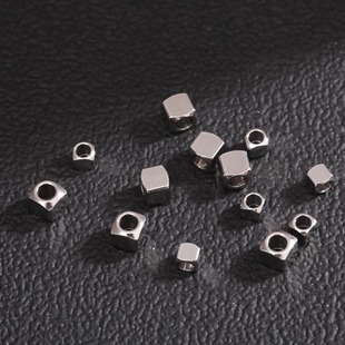 不锈钢倒角通孔方块珠子 项链手链耳饰挂件手工DIY饰品配件批发