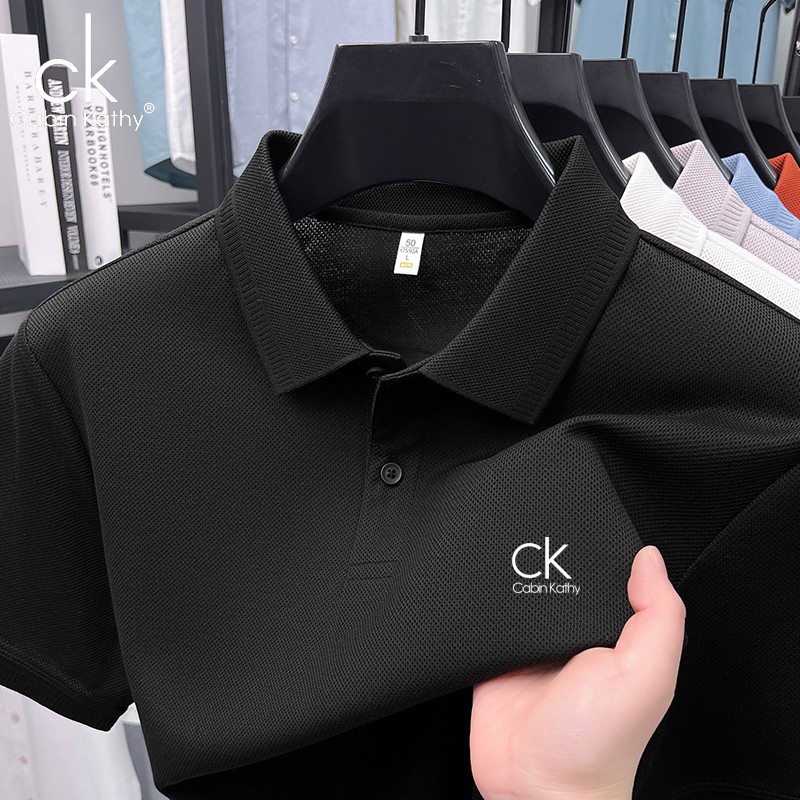 ck正品【海外撤柜】夏季新款棉质短袖男款Polo衫薄款翻领纯色t恤
