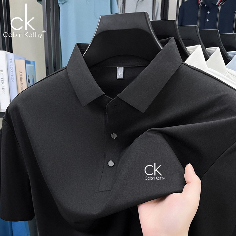ck专柜正品2026年夏季新款桑蚕丝无痕T恤爸爸男款速干户外Polo衫