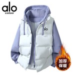 奥特莱斯冬季保暖假两件连帽棉衣加绒拼色棉服加厚棉服休闲潮流