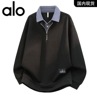 官方奥特莱斯品牌折扣春季大码男装假两件翻领卫衣男长袖Polo衫