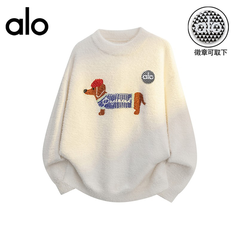 官方奥特莱斯】品牌折扣美式腊肠狗刺绣毛衣男女秋冬休闲百搭织衫