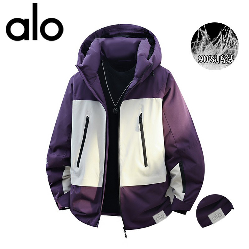 官方奥特莱斯品牌折扣 撞色工装连帽加绒加厚保暖冬季男羽绒服