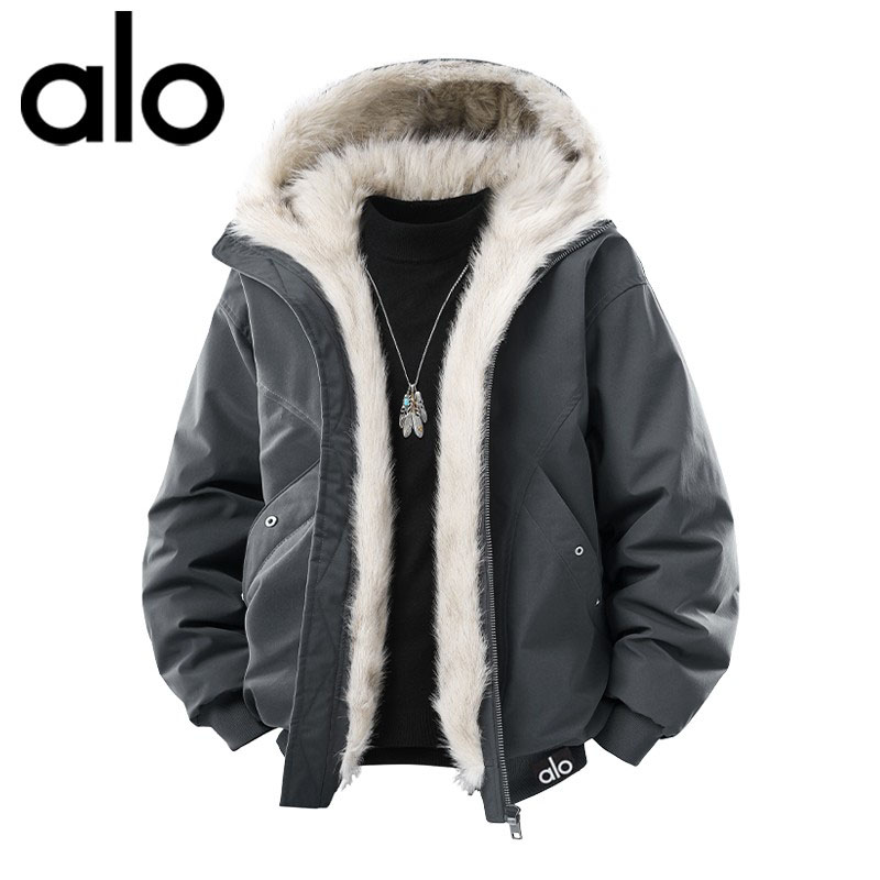 官方奥特莱斯】alo潮牌 加厚保暖毛领座山雕棉袄重磅棉衣防风外套