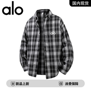 官方奥特莱斯品牌折扣 情侣港风复古格子衬衫男女休闲春季衬衣