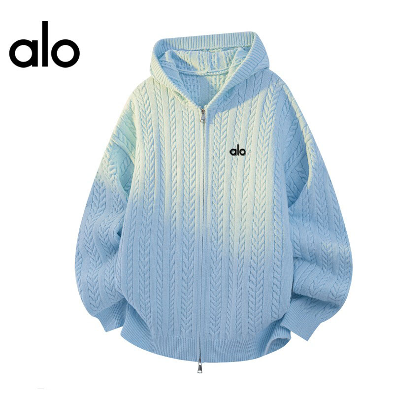 官方奥特莱斯】品牌折扣情侣针织衫提花开衫连帽毛衣男女宽松外套