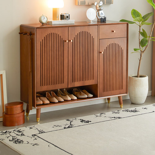 2025新款实木鞋柜胡桃木色