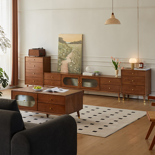 实木电视柜茶几组合小户型客厅