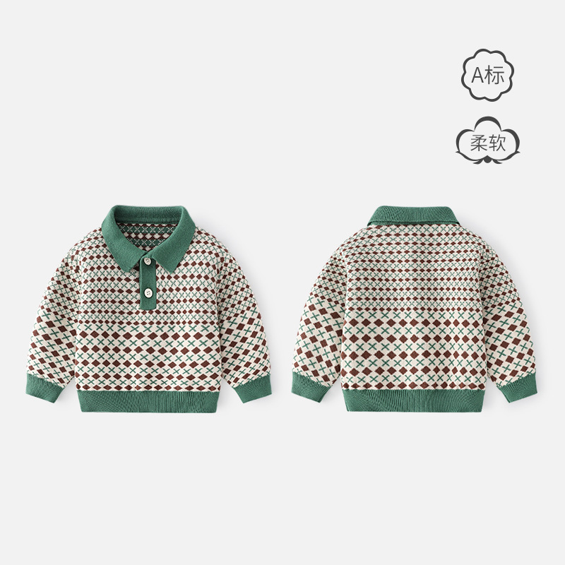 气质男童毛衣韩版POLO领男童针织毛衣秋冬款晴棉A类男童毛衣开衫