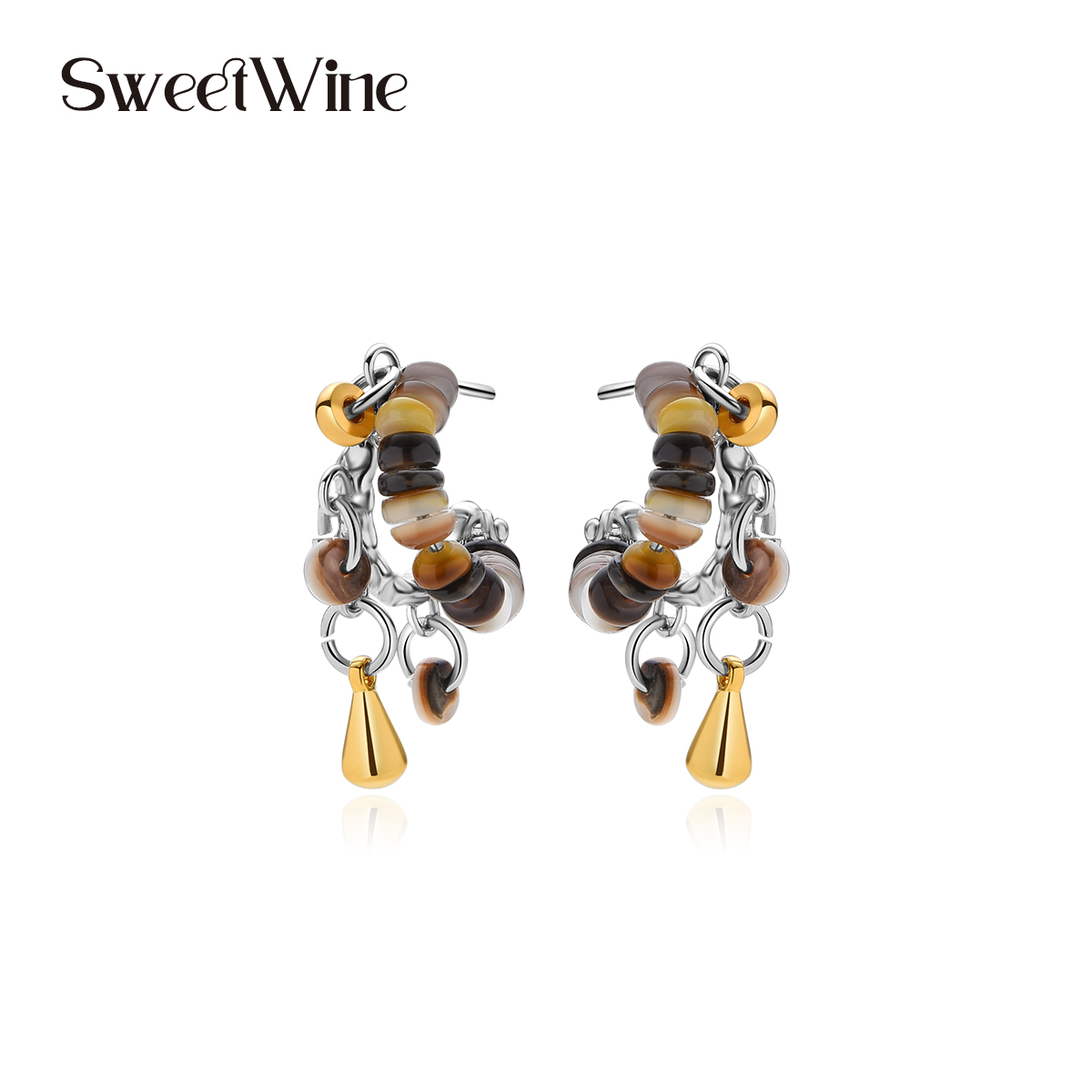 SWEETWINE沙砾贝母元素串珠耳环