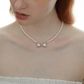 爆款 Sweet Wine蝴蝶结珍珠项链女新款 轻奢小众风设计甜酷生日礼物