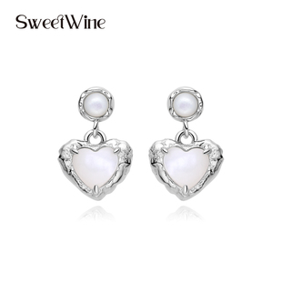 沙滩恋曲 甜酒 白贝母小爱心吊坠耳钉 WINE SWEET