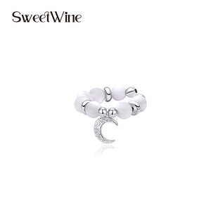 Sweet Wine月牙吊坠串珠耳骨夹女无耳洞小众高级感冷淡风