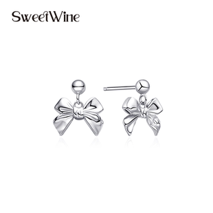 925银耳针清冷系耳饰高级感 迷你立体蝴蝶结吊坠耳钉 Sweet Wine