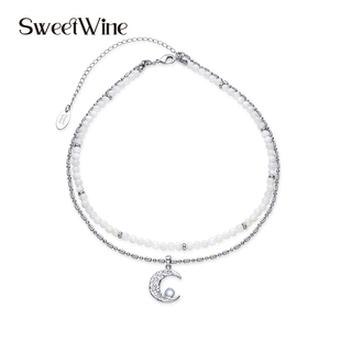 Sweet Wine月牙吊坠双层贝母项链女高级设计感小众礼物实用生日