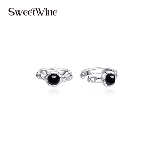 sweet 耳饰礼物 wine黑玛瑙镶嵌简约耳骨夹无耳洞简约小巧2025新款