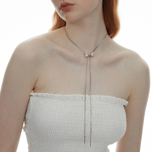 2023新款 Sweet Wine蝴蝶结抽拉项链原创设计镀金毛衣链高级感女款