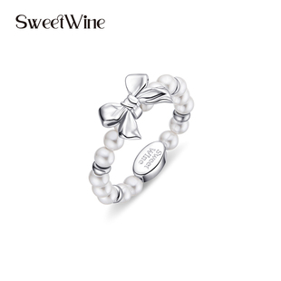 高级感饰品 迷你蝴蝶结串珠弹力戒指设计师小众风格 Sweet Wine