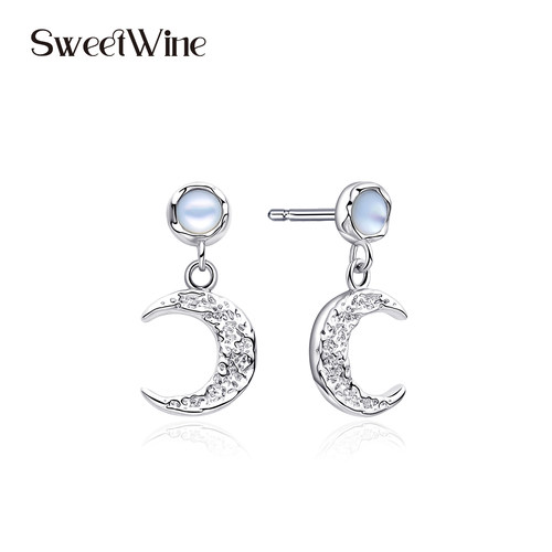 周也同款月亮吊坠耳钉