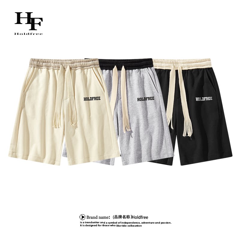 HOLDFREE英国潮牌美式高街潮流ins下装运动宽松高街情侣五分裤